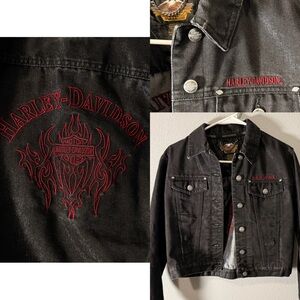Harley-Davidson Black and Red Women’s Denim Jacket Small